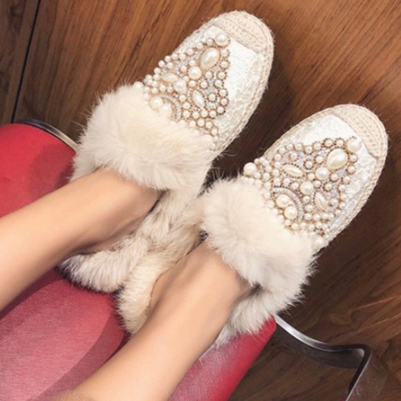 Rabbit fur Slip-on mules loafer - Picture 2 of 5